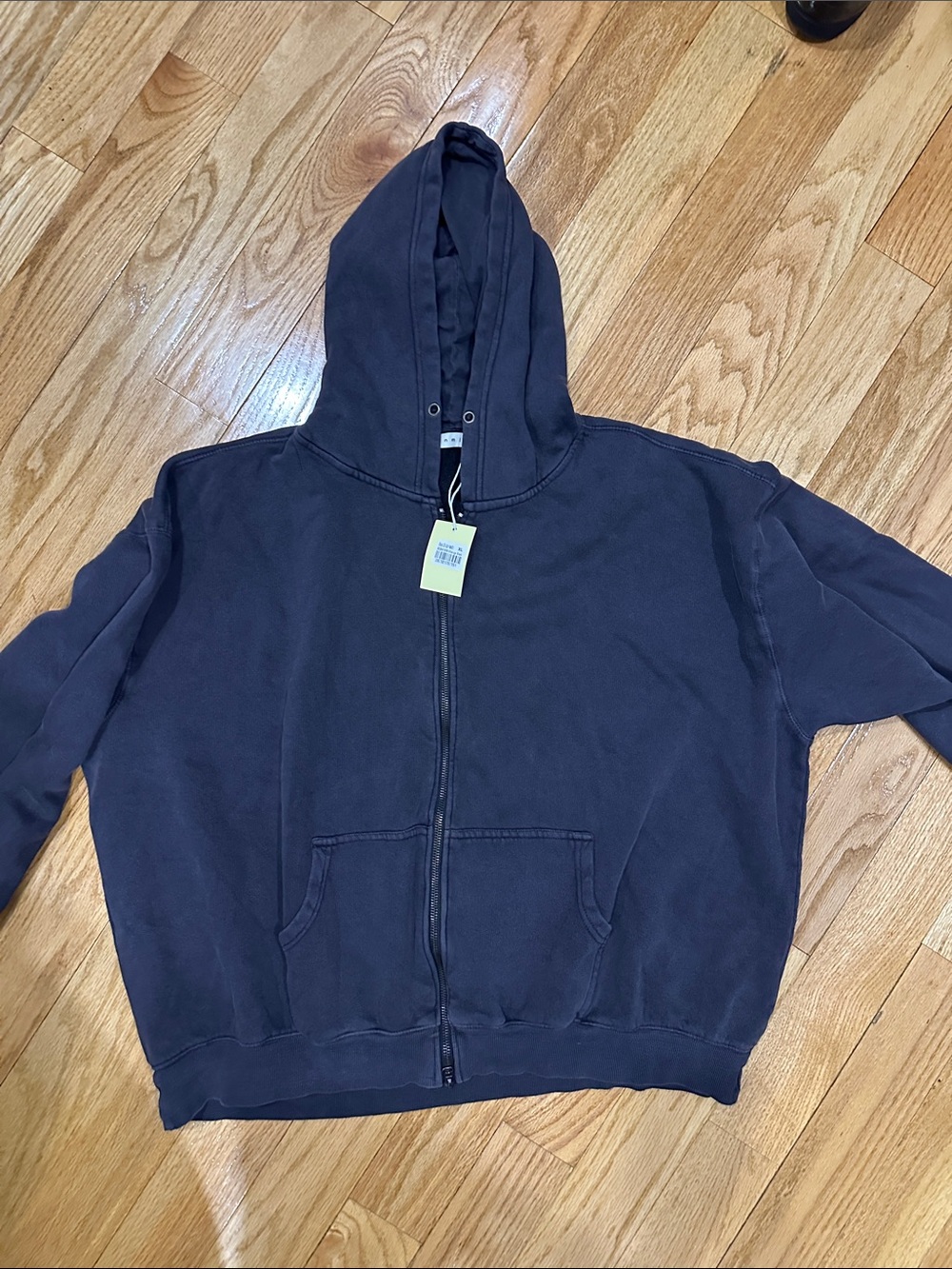 MNML washed Black Full-Zip Hoodie with Hood XL